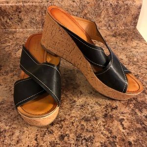 Black wedge sandals